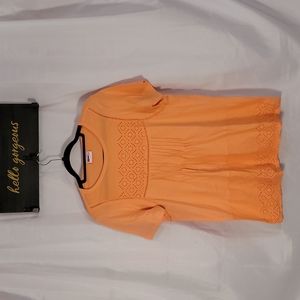 American Sweetheart Women's Peachy/Orange Short Sleeve Blouse Size Med